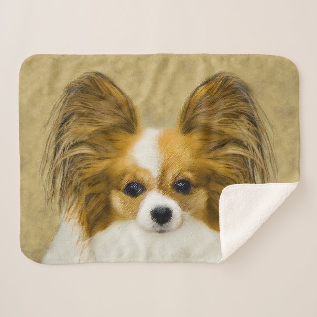 Couverture Sherpa Papillon (Hound Tri) Peinture - Art Chien original (Devant (Horizontal))