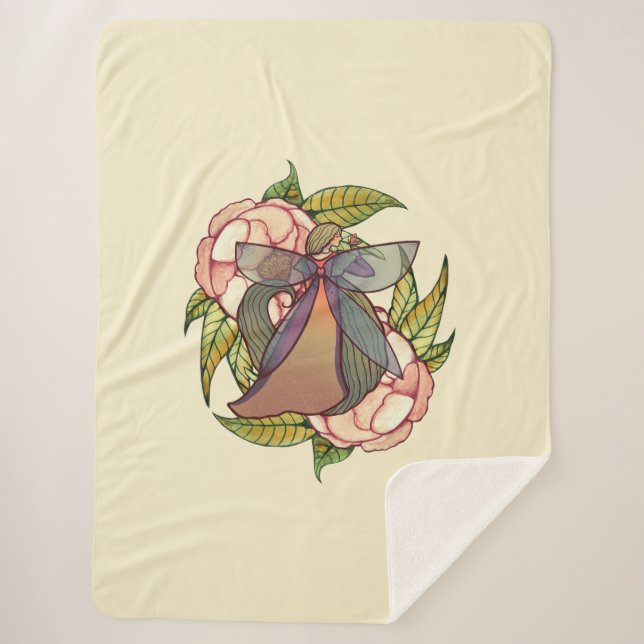 Couverture Sherpa Papillon Peony Fairy Peonies (Devant)