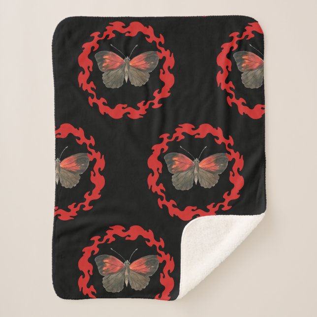 Couverture Sherpa Papillon rouge dans un cercle de feu - Symbole de  (Devant)