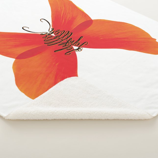 Couverture Sherpa Papillon rouge orange avec votre nom (3/4)
