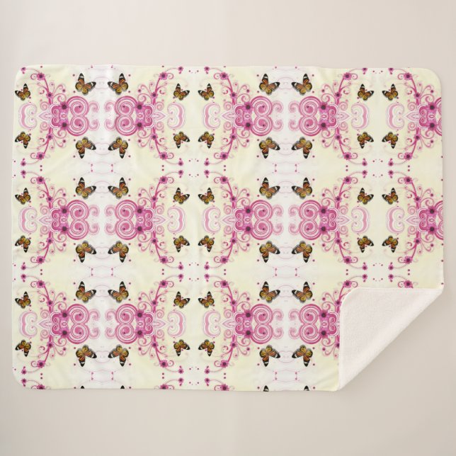 Couverture Sherpa Papillons Abstraits (Devant (Horizontal))