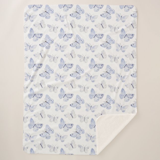 Couverture Sherpa Papillons blancs mauves (Devant)