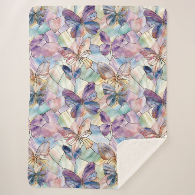 Couverture Sherpa Papillons bleu pourpre (Devant)
