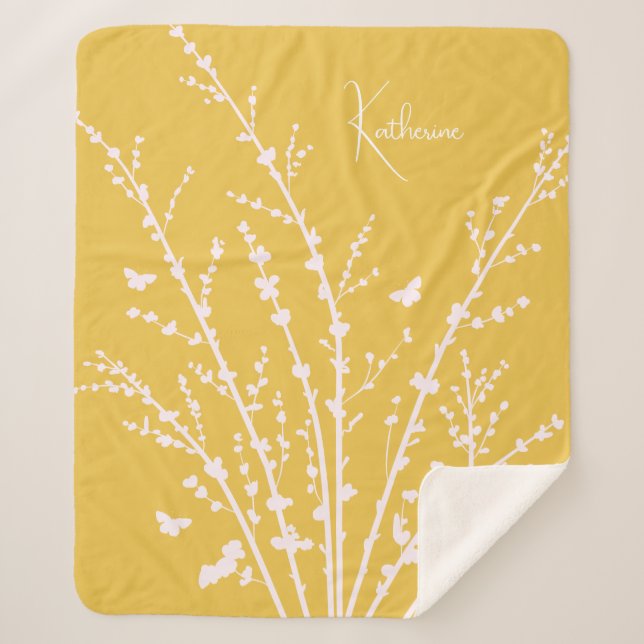 Couverture Sherpa Papillons Branches Nom personnalisable (Devant)
