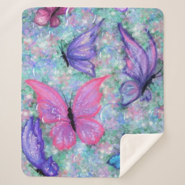 Couverture Sherpa Papillons colorés Sherpa Blanket (Devant)