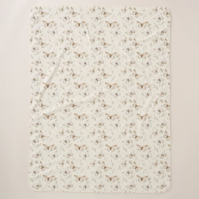 Couverture Sherpa Papillons de sable beige crème (Devant)