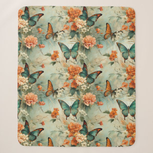 Couverture Sherpa Papillons et fleurs Vintages colorés (10)