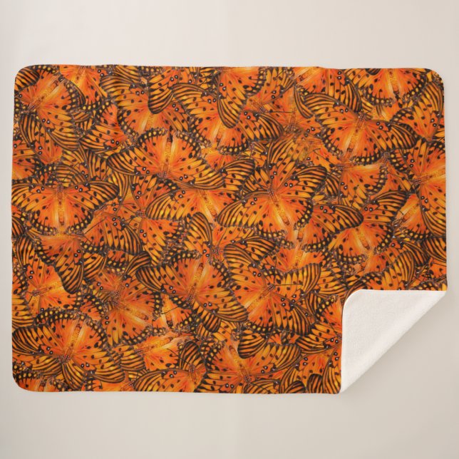 Couverture Sherpa Papillons fritillaire ou Passion du Golfe orange (Devant (Horizontal))