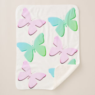 Couverture Sherpa Papillons rose et vert Sherpa Blanket (Petit)