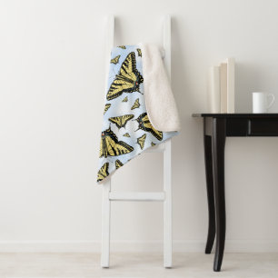 Couverture Sherpa Papillons Swallowtail Jaunes Ciel Bleu Petit