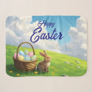 Couverture Sherpa Pâques paisible Lapin de printemps dans un pré ave