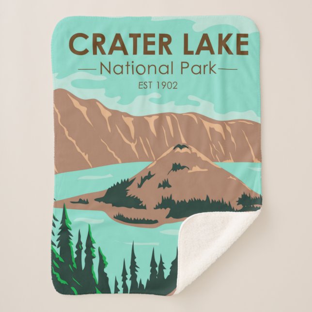 Couverture Sherpa Parc national du lac Crater Oregon Vintage (Devant)