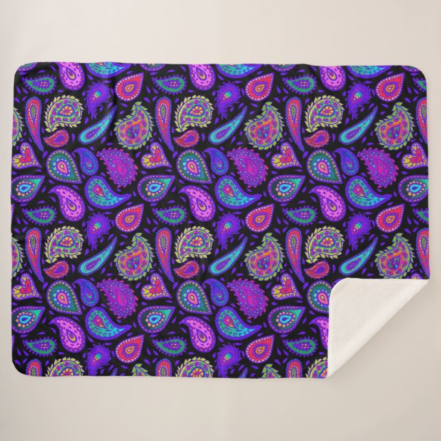 Couverture Sherpa Parfaitement Violet Paisley Plutôt (Devant (Horizontal))