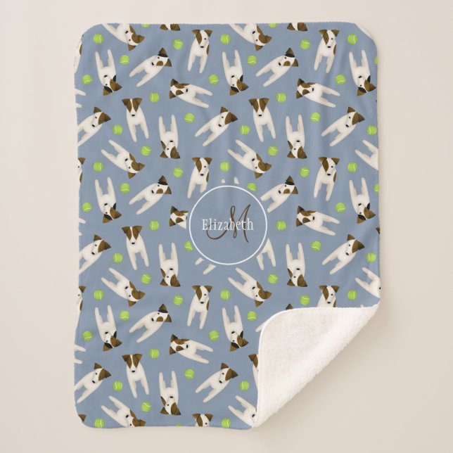 Couverture Sherpa Parson Jack Russells avec balles de tennis motif (Devant)