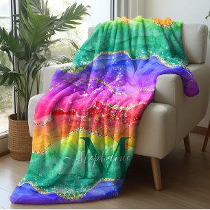Couverture Sherpa Parties scintillant arc-en-ciel colorée personnali