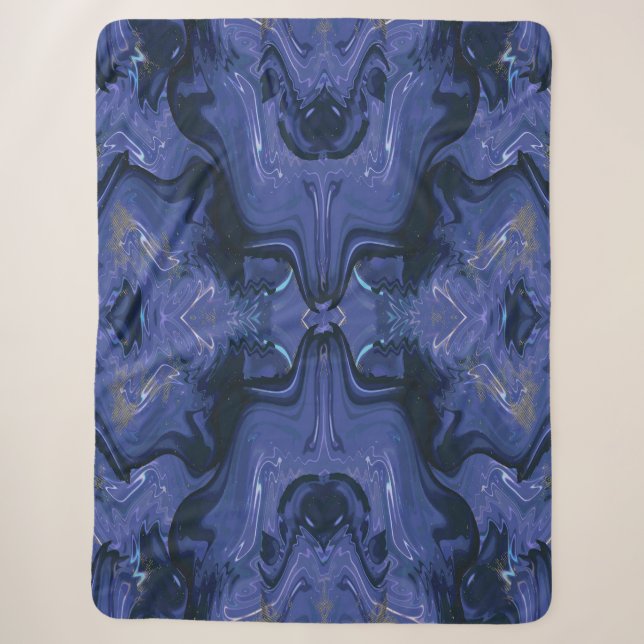 Couverture Sherpa Parties scintillant bleue Galaxy Swirl Abstrait Mo (Devant)