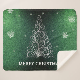 Couverture Sherpa Parties scintillant d'arbre de Noël et flocons de 