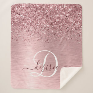 Couverture Sherpa Parties scintillant en métal brossé rose pâle Nom