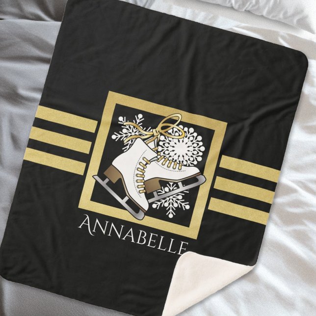 Couverture Sherpa Parties scintillant en or noir patinage artistique (Créateur téléchargé)