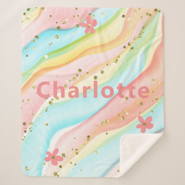 Couverture Sherpa Parties scintillant florale moderne tendance perso (Devant)