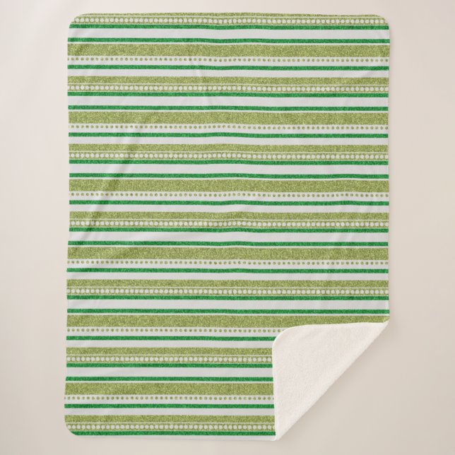 Couverture Sherpa Parties scintillant Green Stripes (Devant)