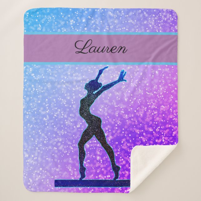 Couverture Sherpa Parties scintillant Gymnastique poutre bleu et vio (Devant)