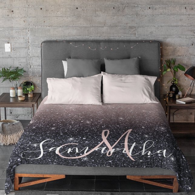 Couverture Sherpa Parties scintillant moderne noire et rose Étincell (Créateur téléchargé)