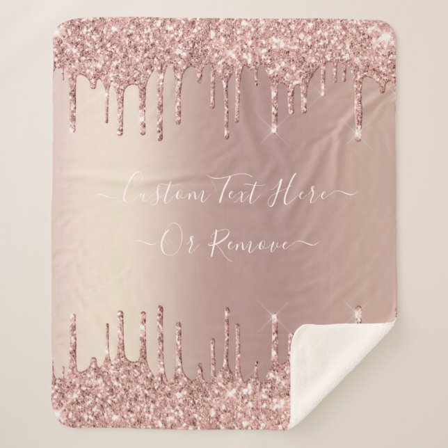 Couverture Sherpa Parties scintillant or rose Texte personnalisé She (Devant)