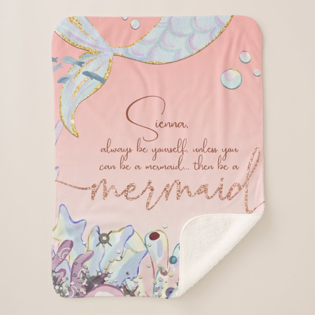 Couverture Sherpa Parties scintillant Pastel personnalisée "Be a Mer (Devant)