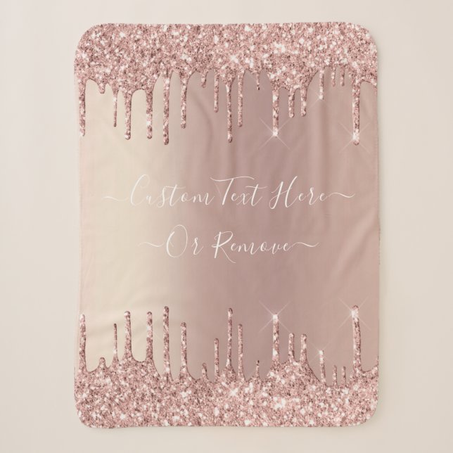 Couverture Sherpa Parties scintillant rose Gold Blush Éclats Texte p (Devant)
