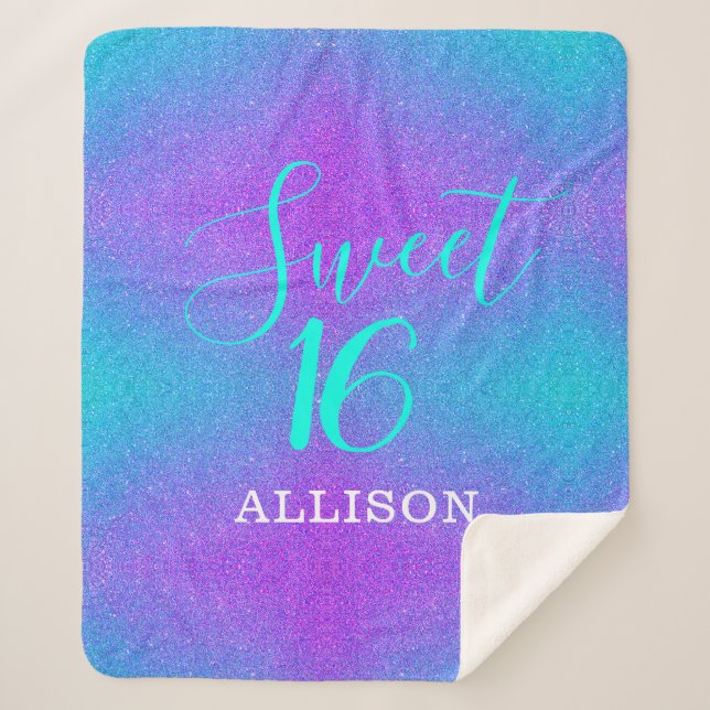 Couverture Sherpa Parties scintillant turquoise violet sucré 16 fill (Devant)