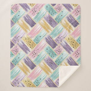 Couverture Sherpa Pastel Brushstroke & Gold Crisscross Abstrait