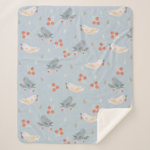 Couverture Sherpa Pastel Christmas Birds Motif sans couture