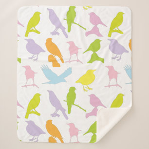 Couverture Sherpa Pastel Coloured Variété d'oiseaux Motif