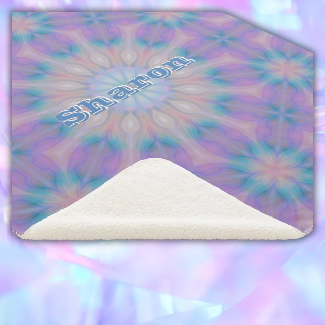 Couverture Sherpa Pastel Mère de Perle Nom du Motif Monogramme | (Créateur téléchargé)