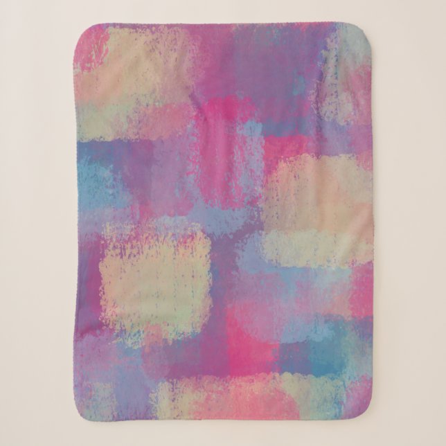 Couverture Sherpa Pastel Patchwork Design abstrait (Devant)