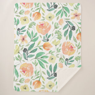 Couverture Sherpa Pastel Peach & Yellow Aquarelles Motif