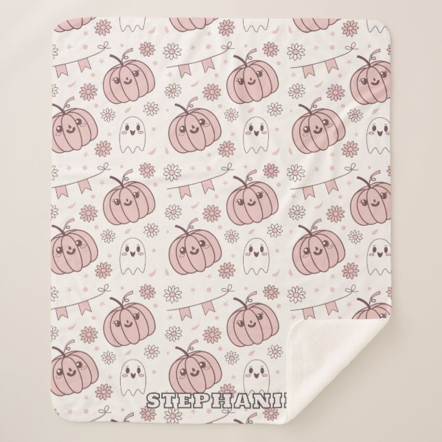 Couverture Sherpa Pastel Pink Halloween Motif sans couture (2) (Devant)