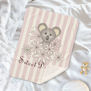 Couverture Sherpa Pastel Pink Stripe mignonne Bébé Koala Filles Enfa
