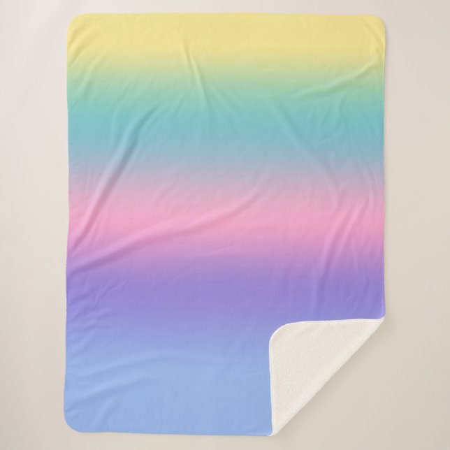 Couverture Sherpa Pastel Rainbow Sky esthétique Ombre Gradient Chic (Devant)