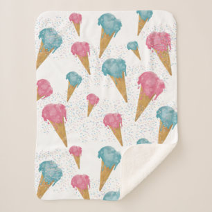 Couverture Sherpa Pastel Retro Aquarelle Crème glacée et arrosages