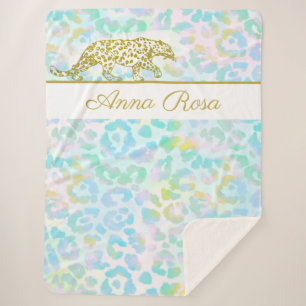 Couverture Sherpa *~* Pastel Tie Dye Gold Leopard Spots Sherpa Blank