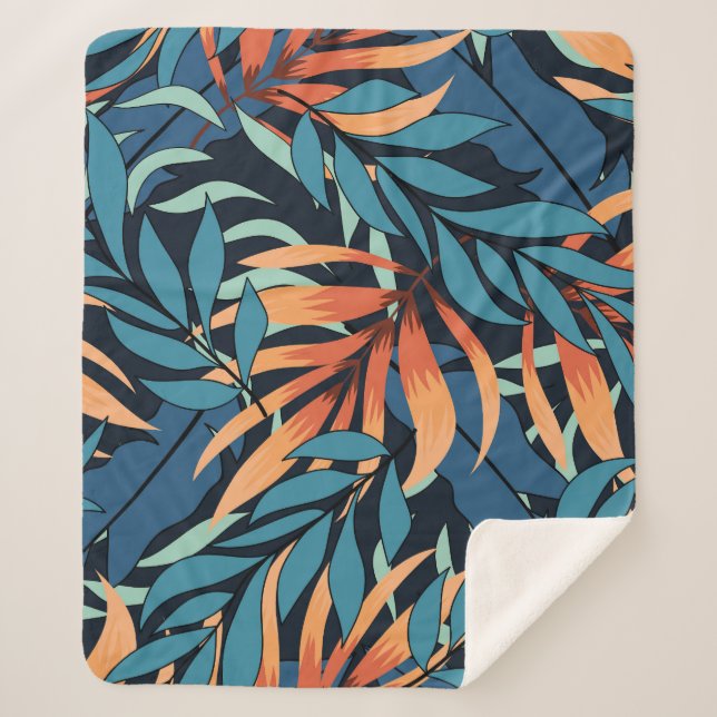 Couverture Sherpa Pastel Tropical Botanical Abstrait (Devant)