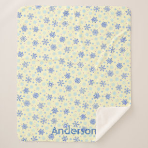 Couverture Sherpa Pastel Yellow Snowflakes Mignonne Élégant Nom Pers