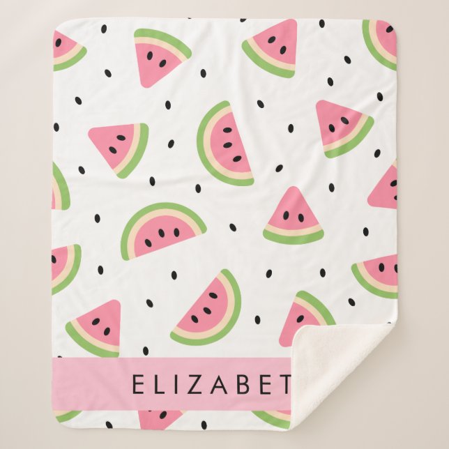 Couverture Sherpa Pastèque Rose, Pâtes De Pâques, Votre Nom (Devant)