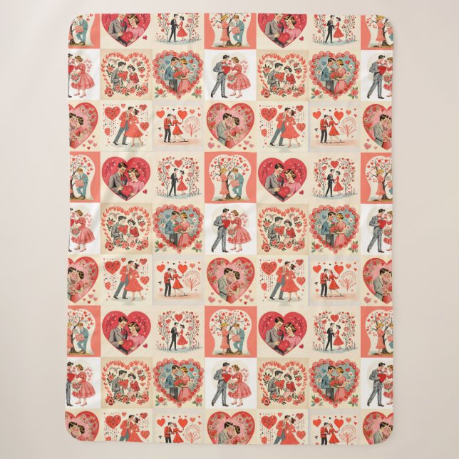 Couverture Sherpa Patchwork de la Saint-Valentin des Swingin' Sixtie (Devant)
