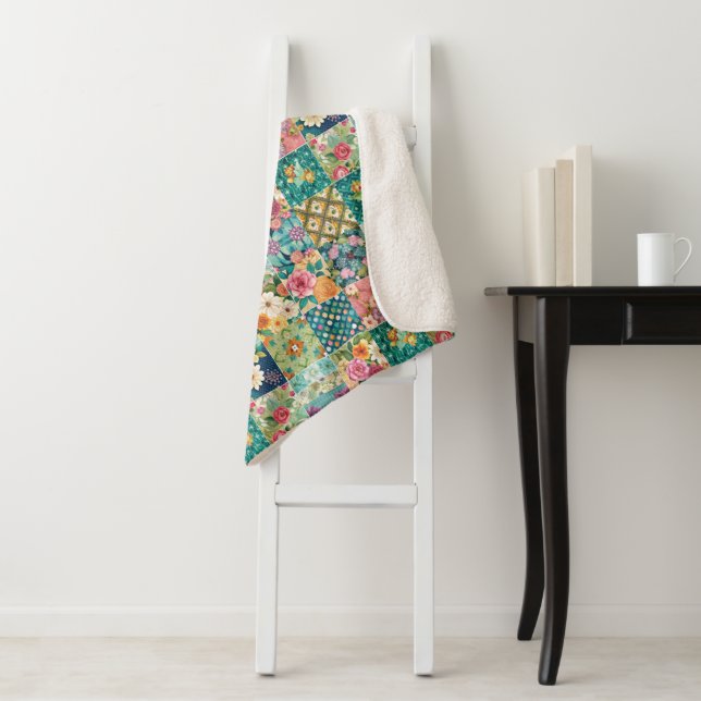 Couverture Sherpa Patchwork de ressort en toute transparence (En situation)