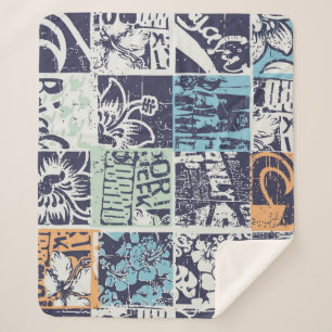 Couverture Sherpa Patchwork de surf : grunge vintage motif
