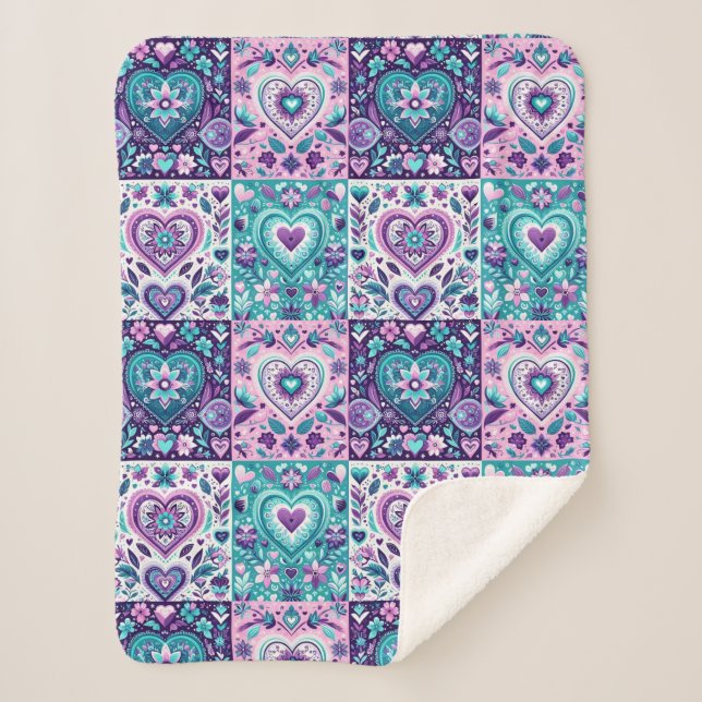 Couverture Sherpa Patchwork Heart Quilt (Devant)