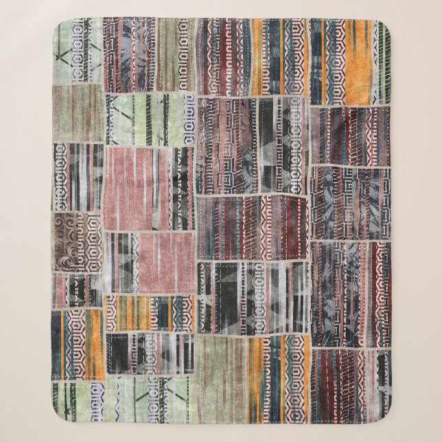 Couverture Sherpa Patchwork Quilt Collage Impression transparente. (Devant)